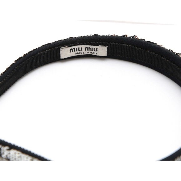 MIU MIU Hairband Sequins Silver Copper Green Black Hair Accessory main image 4